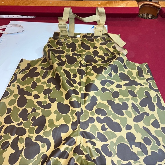 STEARNS CAMO WADERS DRY WEAR PVC WATERPROOF TAN Suspender Pants OVERALLS men LRG - Picture 14 of 16